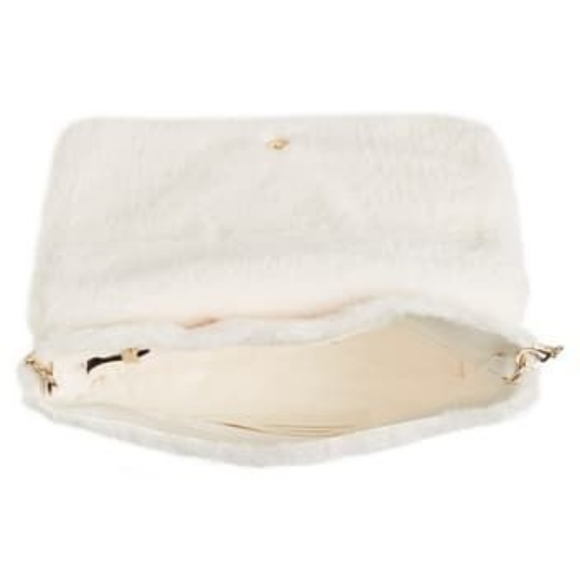 RACHEL PARCELL Soft Faux Fur Ivory Cloud Purse - Picture 4 of 5
